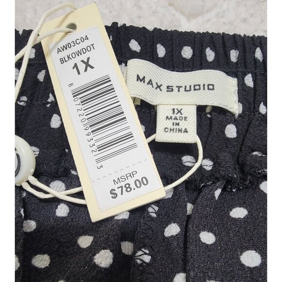 Max Studio NWT Wide Leg Black & White Dots Pull-on Pants Size 1X - Picture 3 of 11
